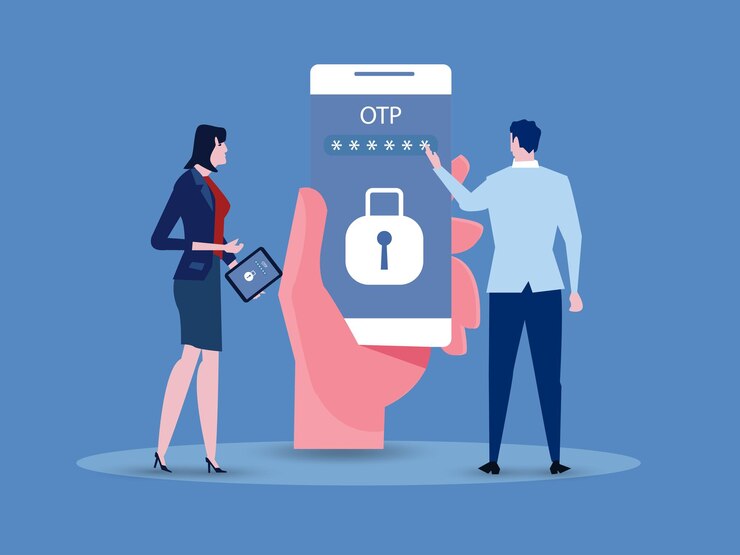 Otp Authentication Secure Verification Never Share Otp Bank Details Concept Vector Illustration 940574 175