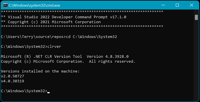 How do I open the Visual Studio command prompt?